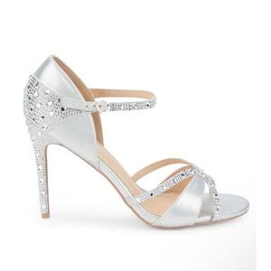 Lauren Lorraine DAİSEY Silver Embellished Stiletto Heels Sandals Size 10 Flaw‎